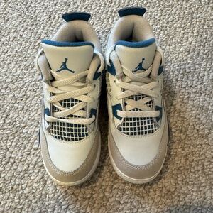 Jordan Kids White, Beige & Blue Retro-Style Sneakers
